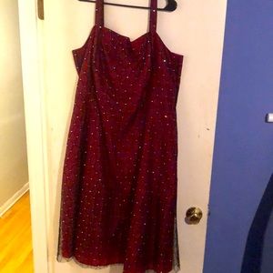 Burgundy and Black Cocktail dress with rhinestone